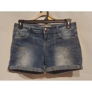 L.E.I. Womens (Juniors) Ashley Low-Rise Medium Wash Denim Shorts Size 11